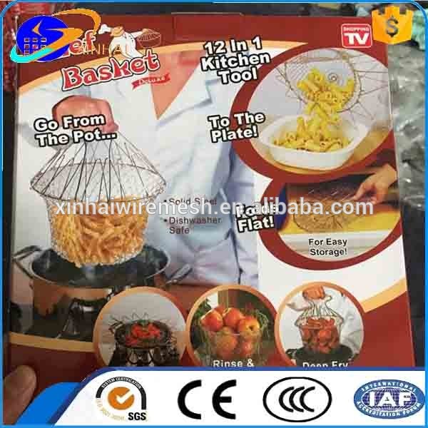 high quality stainless 304 foldable chef basket for kitchen