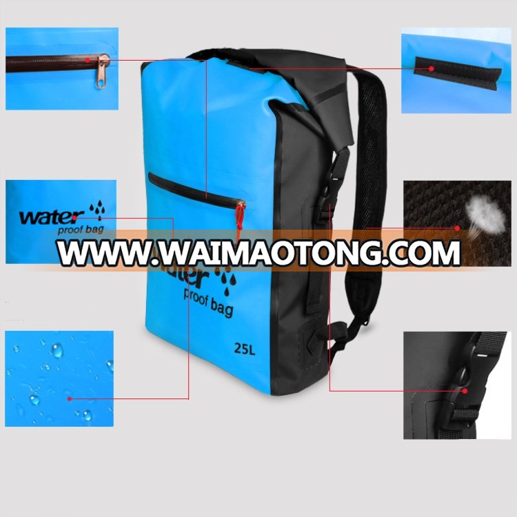 25L 7 Color Waterproof Outdoor Sports PVC Travel Custom Logo Dry Folding backpack