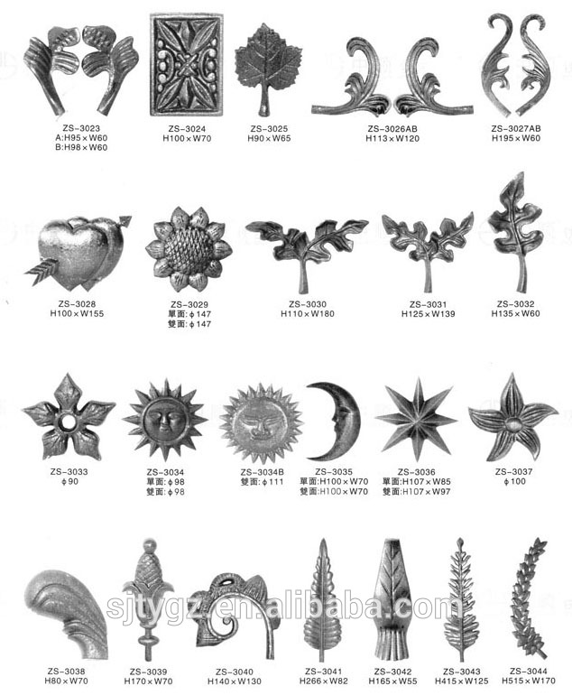 Wrought iron decorative leaf designs iron casting components