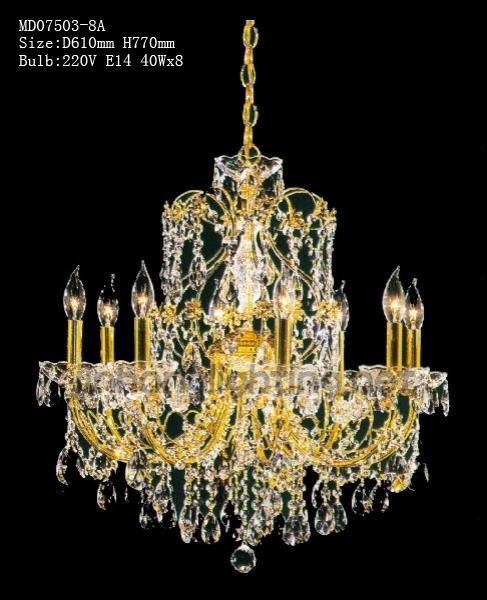 wholesale flower royal candle desk design K9 crystal chandeliers 8 lights for hotel/restaurant