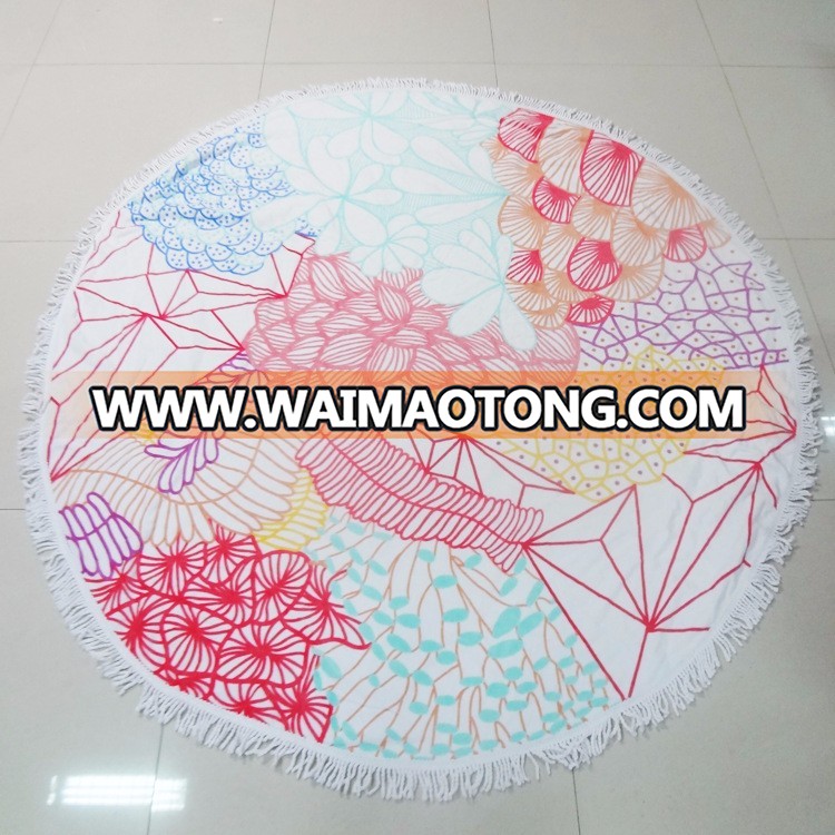 Hot selling cotton custom beach towel round beach towel