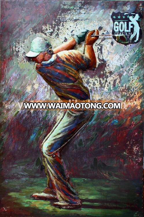 Wall Art for Living Room Decor 3D Cool the playing golfer man painting