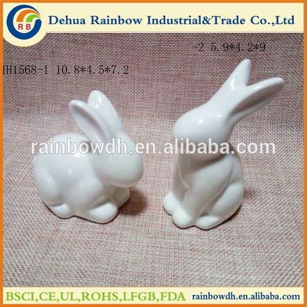 Lovely white ceramic bunny figurines easter decoration