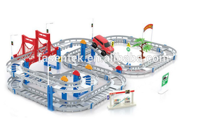 kids toys festive gifts Two layer Spiral Track Roller Coaster Toy Electric Rail Car for Child Gift