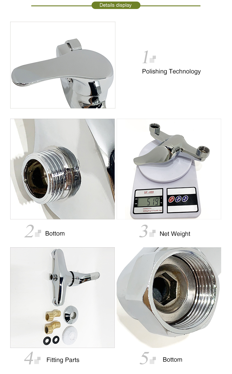 Wall mounted single lever zinc hot and cold water mixer shower