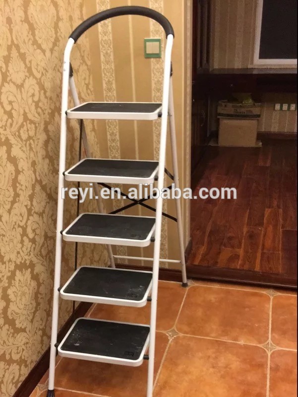 5 step steel foldable metal ladder