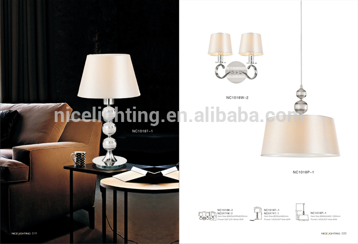 E27 light source table lamp with white satin shade and handmade shell metal ball for furniture decoration