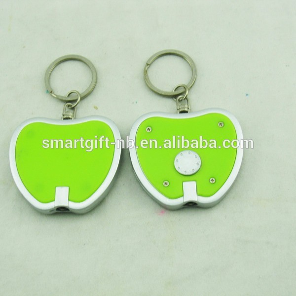 apple shape led flashing light keychain customized logo