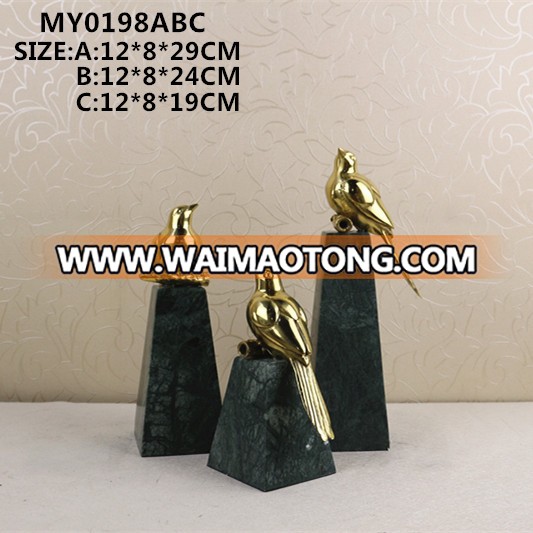 Brass animal bird statue figurines with marble base home accessories hotel restaurant decoration