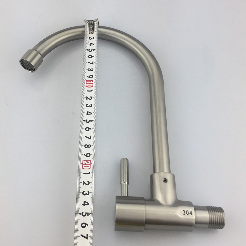 High Quality Gooseneck 304 Stainless Steel Single Handle Kitchen Tap Water Faucet