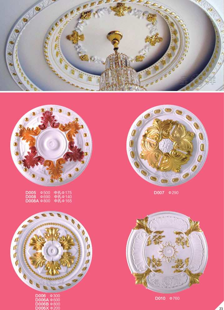 popular colorful golden gypsum medallion