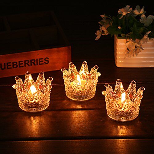 Hot sale crown shaped decorative glass candle holder