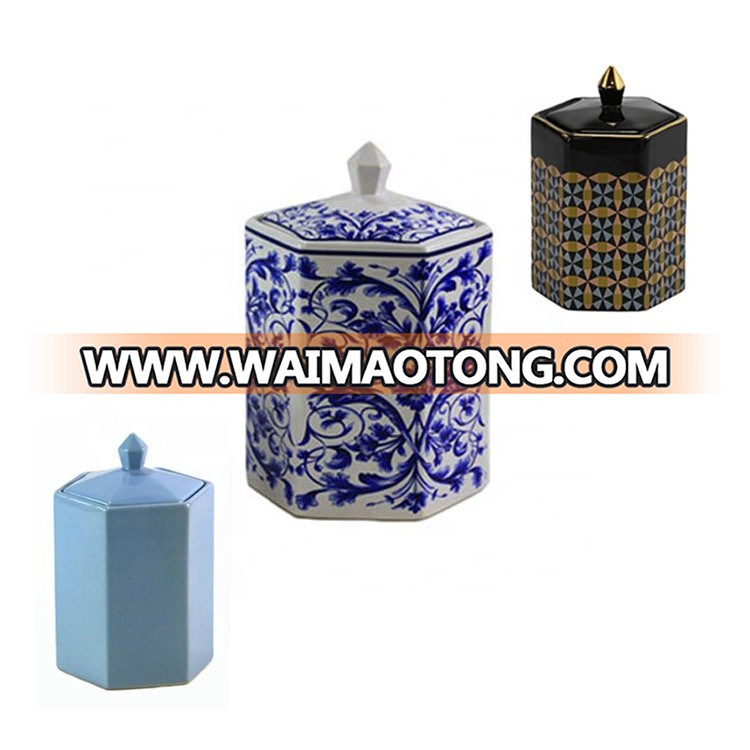 Luxury Empty Storage Jar Ceramic Candle Jar With Custom Lid Cheap Decoration Candy Jar