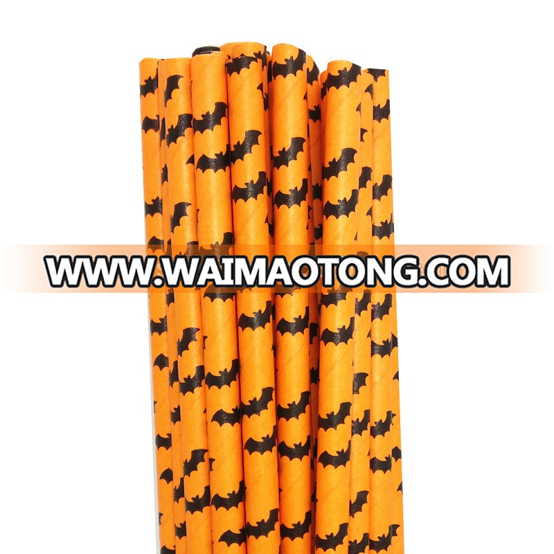 Skull Pumpkin Halloween Bat Halloween Paper Drinking Straws