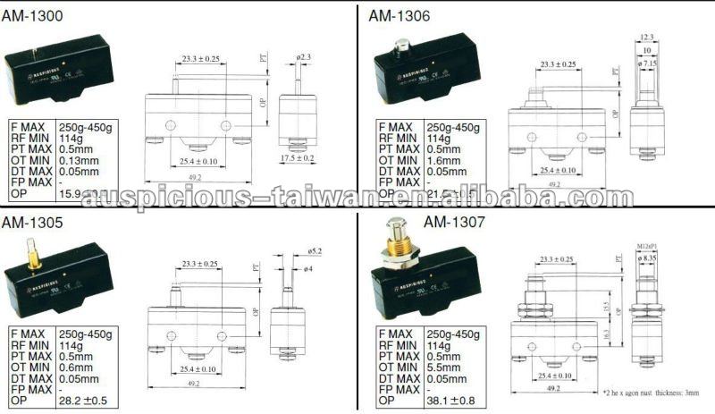 CE TUV Mini Micro Switch, Limit Switch, 125V 250V AC/DC