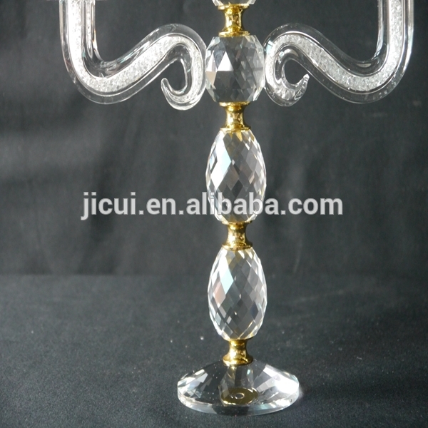 Wedding Decorative Candelabra,Crystal With Golden Metal Candle Holder