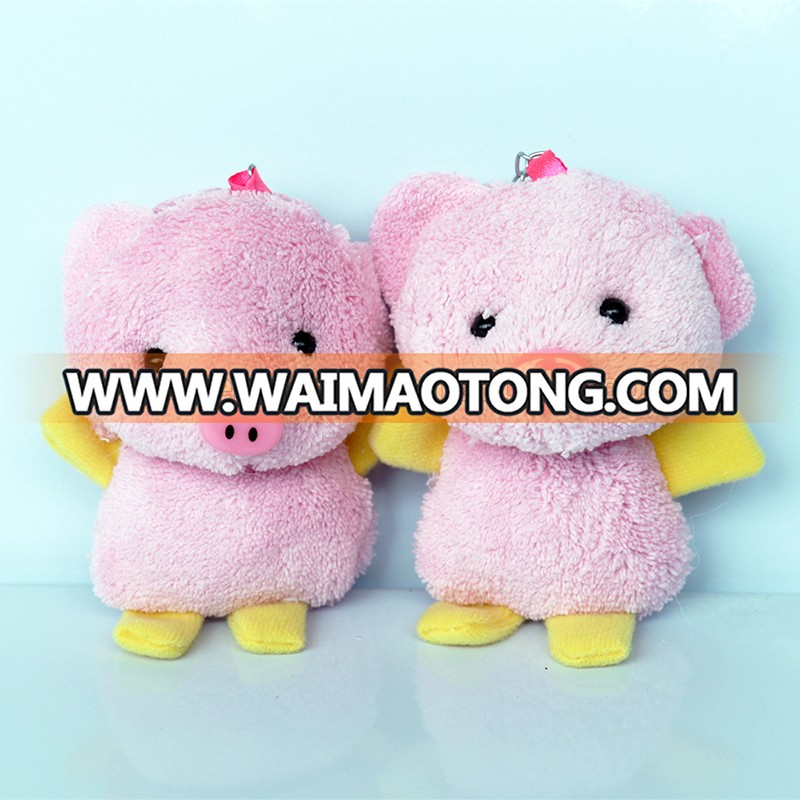 wholesale custom mini plush stuffed pink pig soft toy key chain