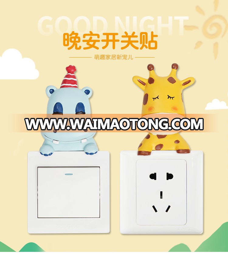 ROOGO wholesale wall decor cute good night series cartoon animal shape universal switch sticker