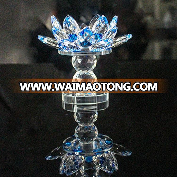 Buddha crystal lotus decoration,color crystal lotus candle holder