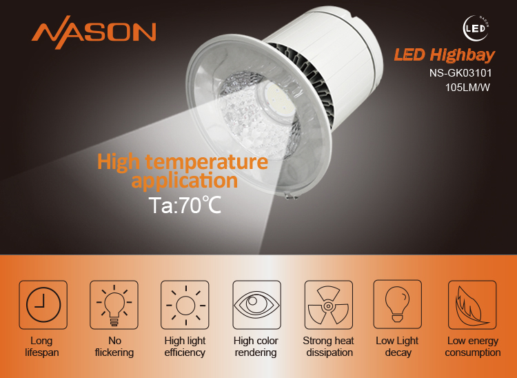 5-year warranty high quality 50w 100w 150w 200w 250w high temp led high bay