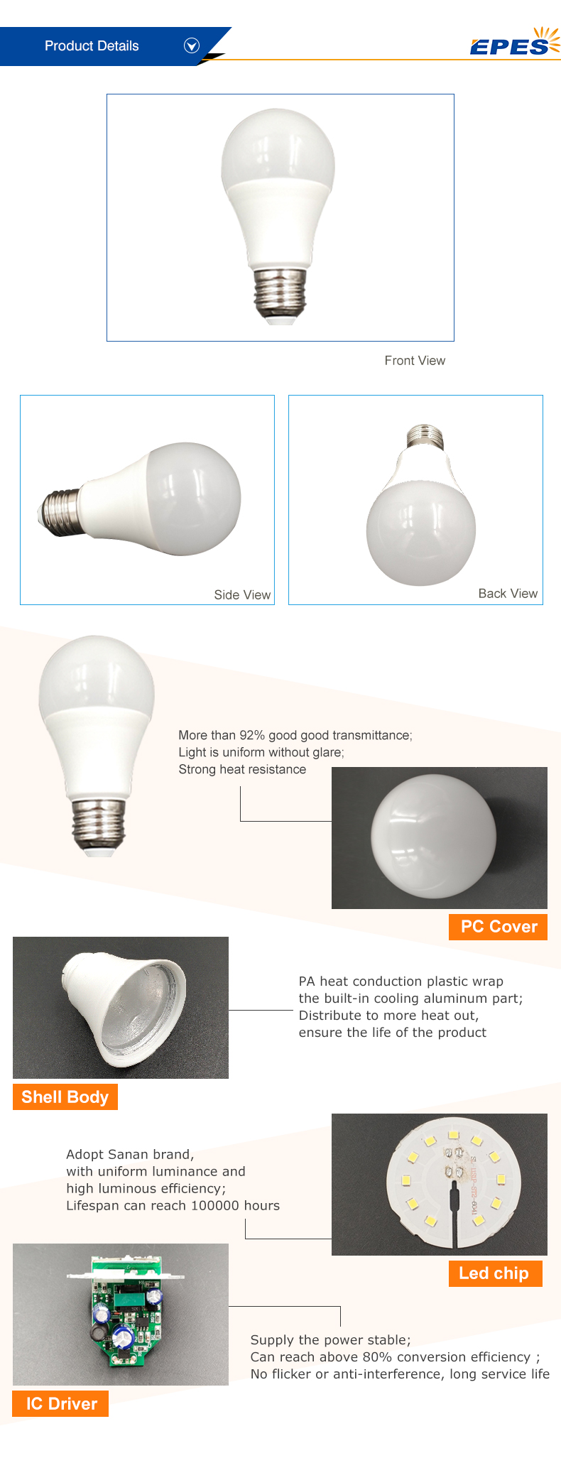 b27 led lamp aluminum led bulb e27 led light bulb