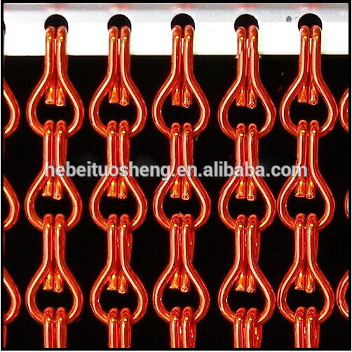 Red color metal mesh hotel room divider chain curtain