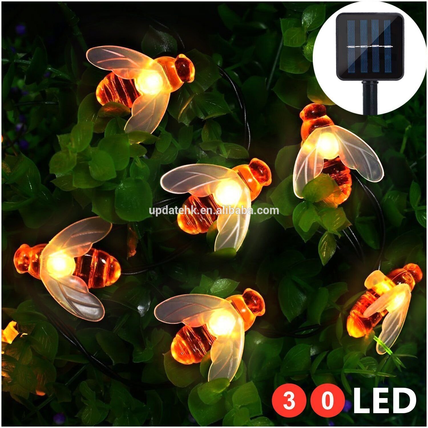 Outdoor Waterproof Simulation Honey Bees Decor Lighting 20LED Solar Fairy Lights