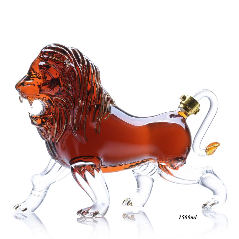 Animal Shaped Glass Bottle Lion Shaped Clear Glass Decanter 1500ml