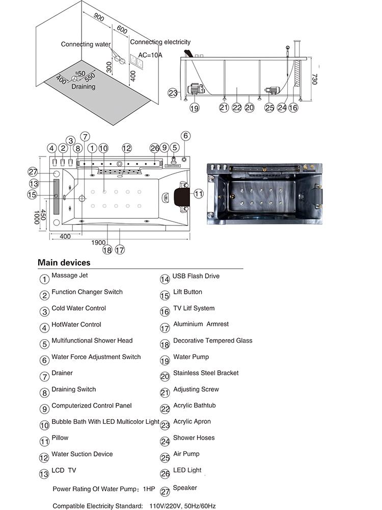 bathroom hot manufacture made in china massage bathtub