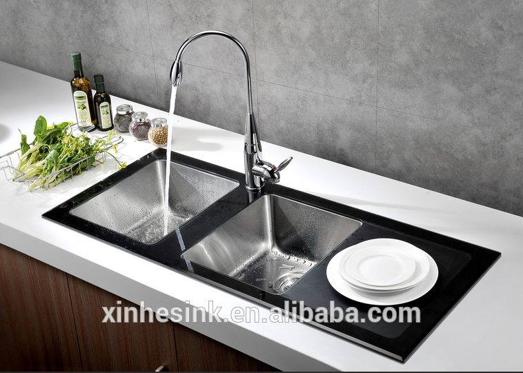 Glass Tempered Stainless Steel Kitchen Sink