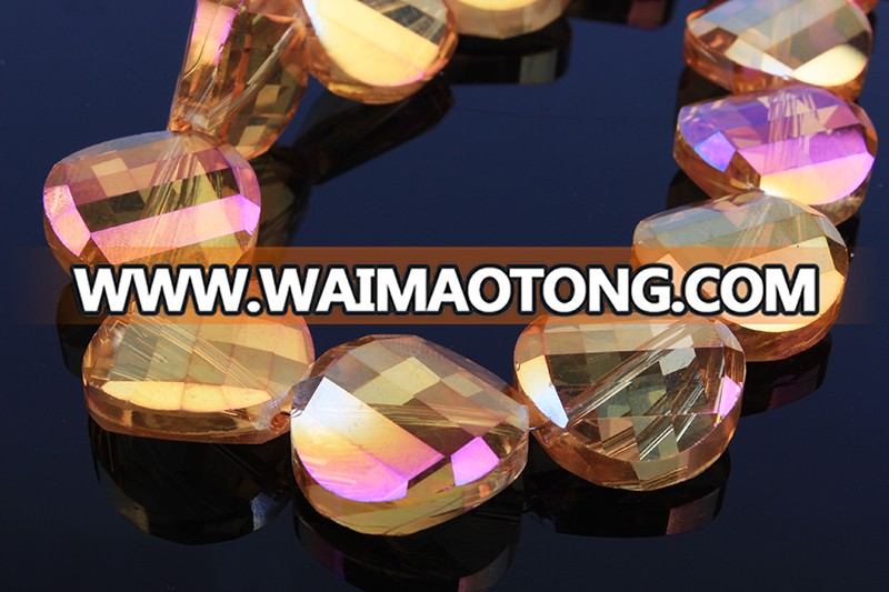 Gold Crystal Round Faceted Glass Bead