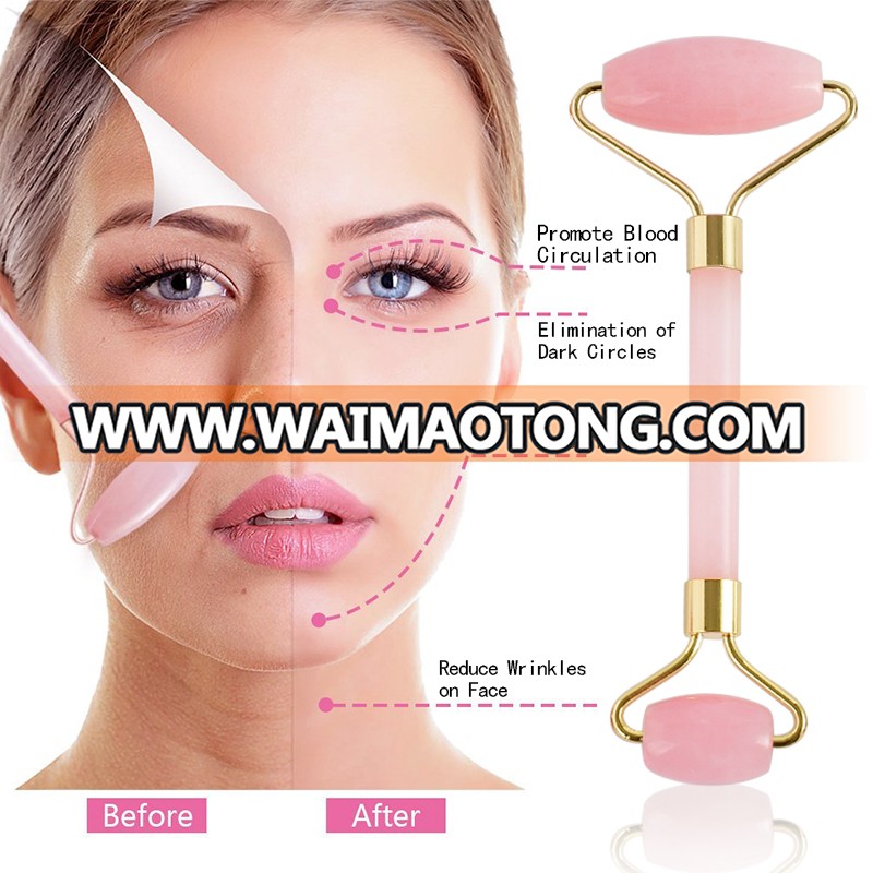 Factory direct sale Welding Rose quartz facial massage jade roller