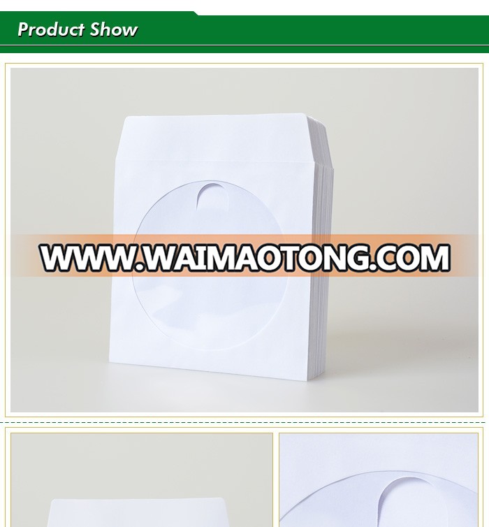 Factory produce white Paper CD/DVD Sleeve With Resealable Flap