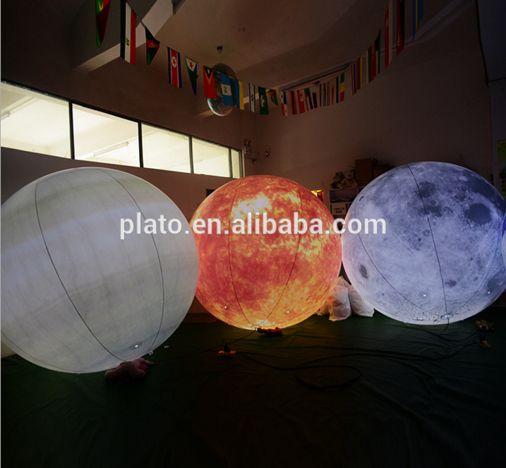 Advertising big inflatable globe moon balloon with led for event