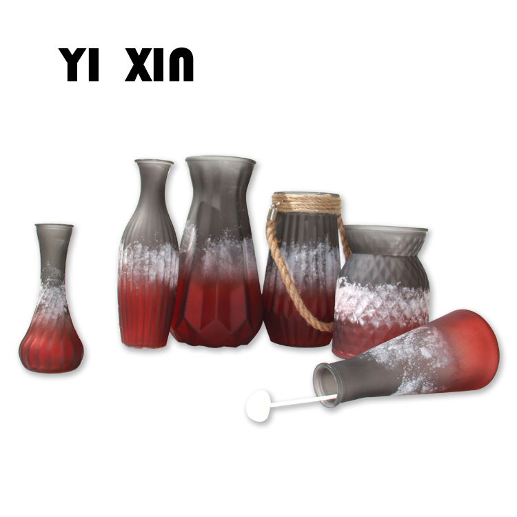 Wholesale Light Gray color frost spray glass vase