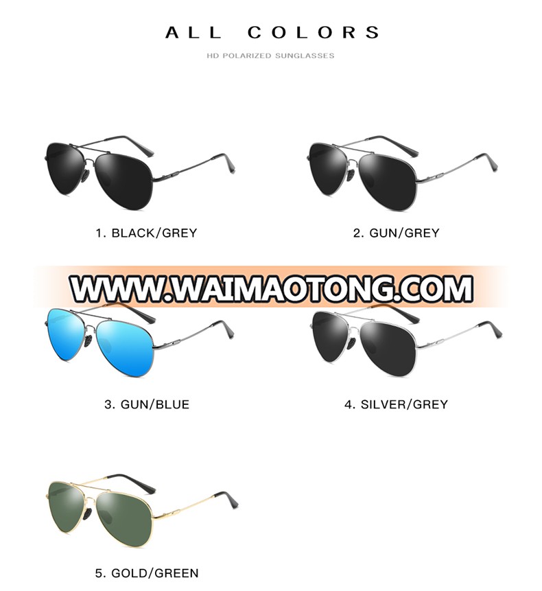 Wholesale Brand Design Oval Polarized Sunglasses Metal Frame UV400 Sun Glasses For Men