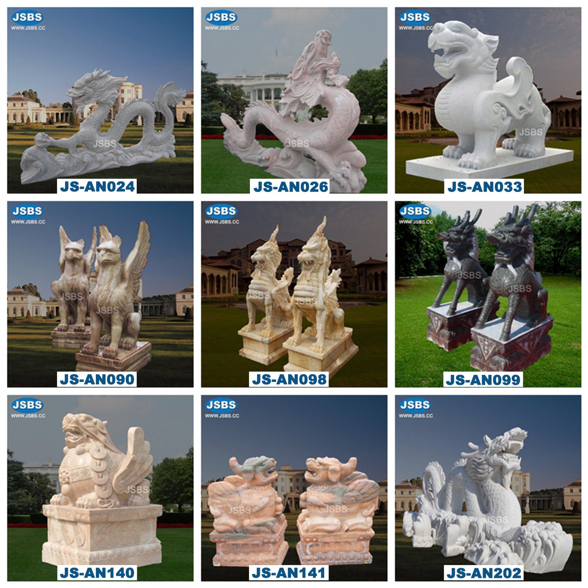 outdoor decorative antique marble griffin statue