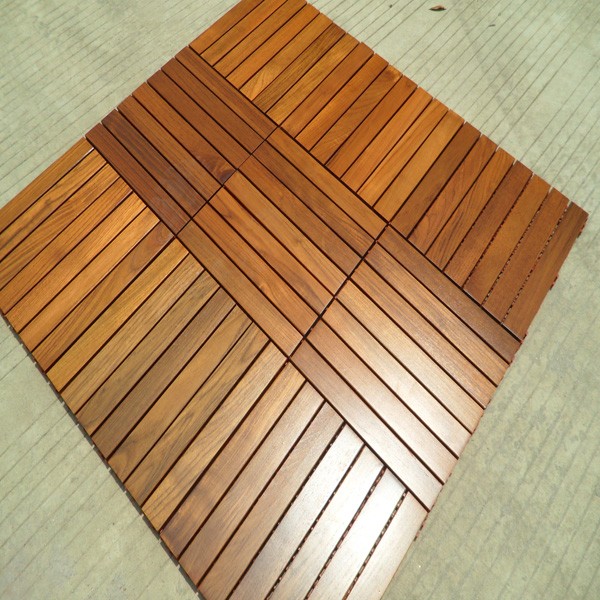 smooth surface natural UV prefinished Burma teak hardwood decking tiles