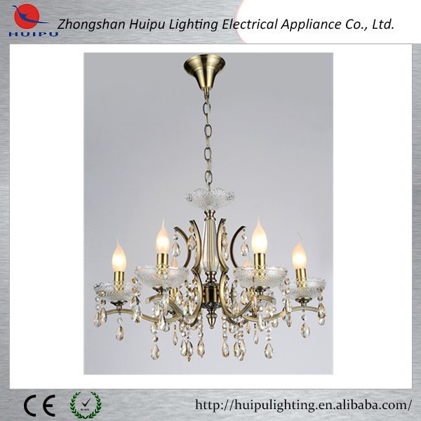 Luxury European candlestick style kirsite chandelier with K9 crystal pendants lamps from alibaba