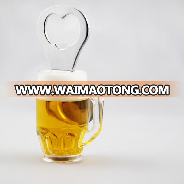 Acrylic Plastic Beer Cup Mug Bottle Opener With Magnet Fridge Magnets Beer Bottle Opener