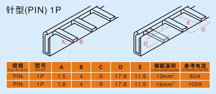 Haitai Brand Neutral Copper Busbar 1.8mm 1P 125A Comb Bars Connector