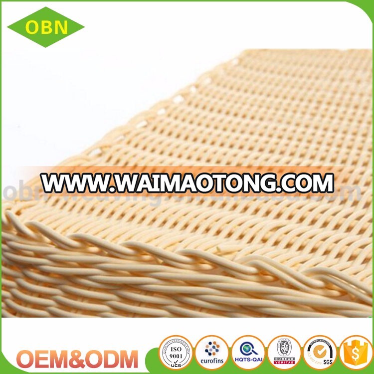 Customized food storage hand woven empty plastic poly rattan bread fruit vegetable display basket