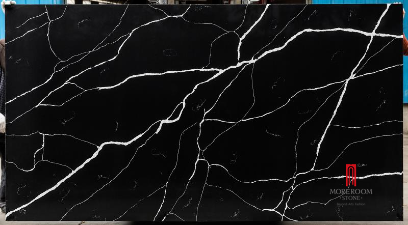 Kitchen cabinets Quartz slab suppliers 3cm black nero calacatta quartz stone slab