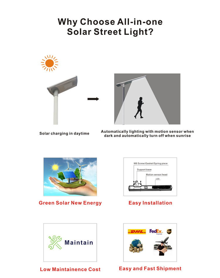 all in one solar led street light 30 w street light 80W solar street light