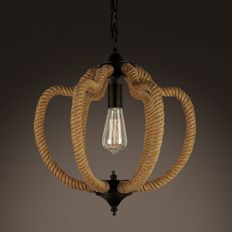 American Style Retro Hemp Rope Pendant Light E27 E26 Vintage Edison Lamp NS-125020