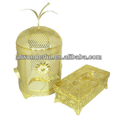 2015 decorative gold plated plastic trash bin L888