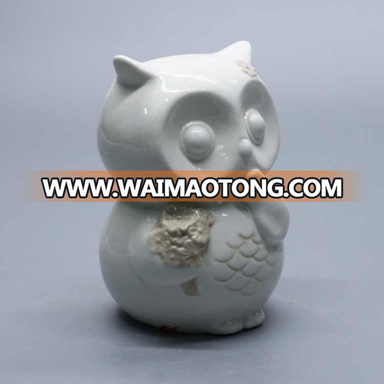 Home decoration cute owl chinese ceramic animal figurines