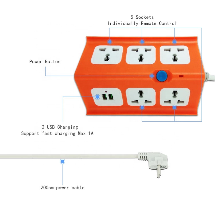 Amazon Universal Outlet Socket Surge Protector 6 way 8 USB Power Strip