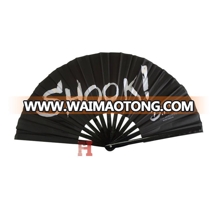 Custom Fashion logo big bamboo hand fan  with good price