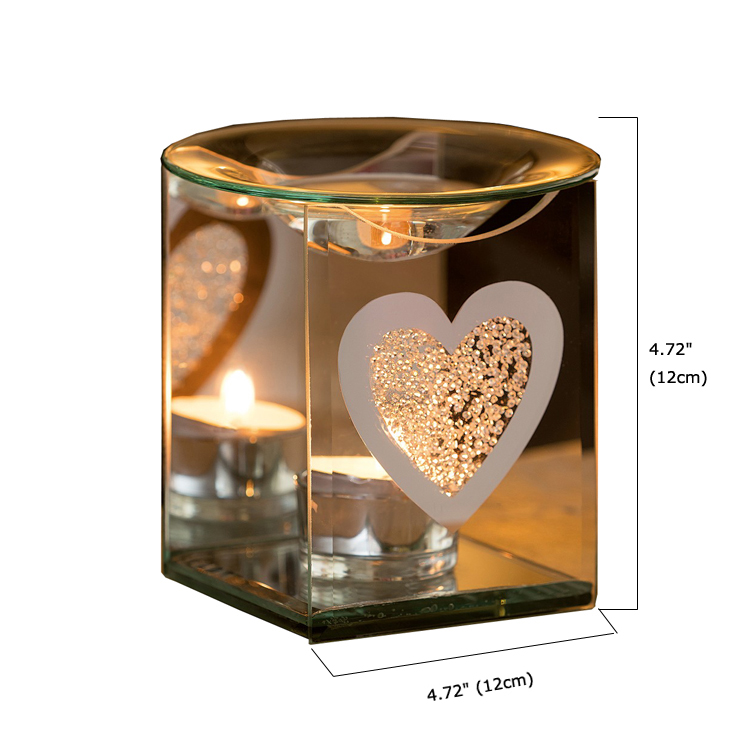 Home decoration Heart Design glass oil burner